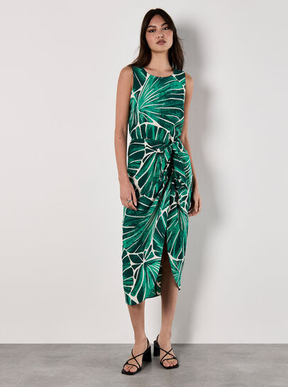 Abstract Shell Wrap Midi Skirt