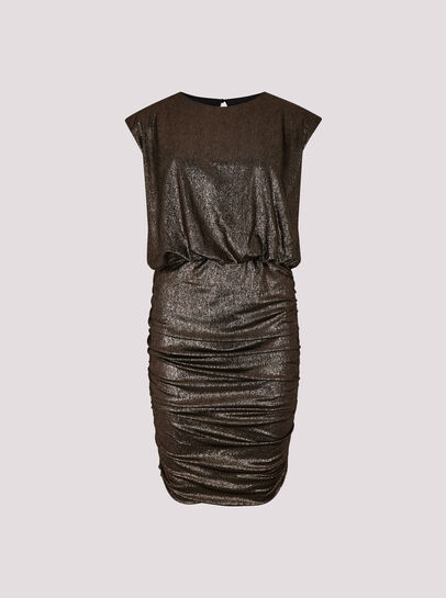 Metallic Ruched Mini Dress