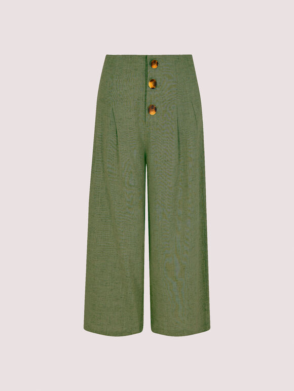 Linen Mix Culotte , Khaki, large
