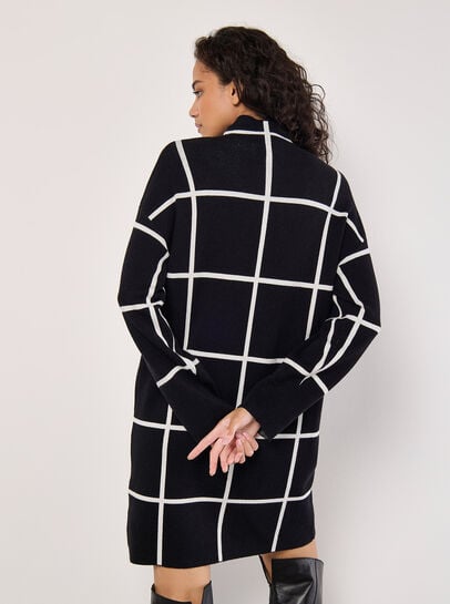 Window Check Knitted Mini Dress