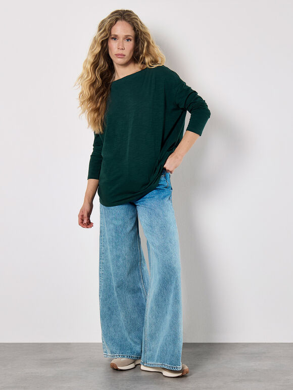 Pure Cotton Oversized Top, Green, large