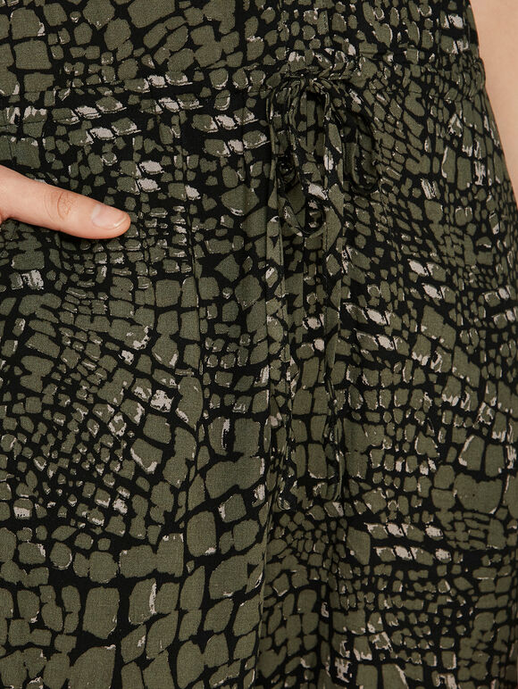 Khaki Animal Print Utility Jumpsuit, Khaki, large