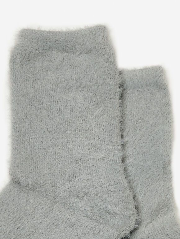 Chaussettes unies douces et floues, gris, grand
