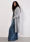 Chunky Cable Knit Longline Cardigan, Grey, large