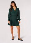 Wrap Shirt Mini Dress, Green, large