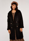 Aviator Soft Trim Suedette Coat, Black, large