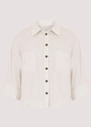 Cropped Wide Sleeve Shirt, White, large