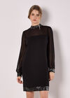 Sequin Trim Shift Mini Dress, Black, large