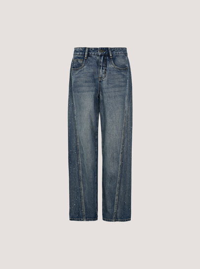 Ayla Rhinestone Panel Barrel Jeans