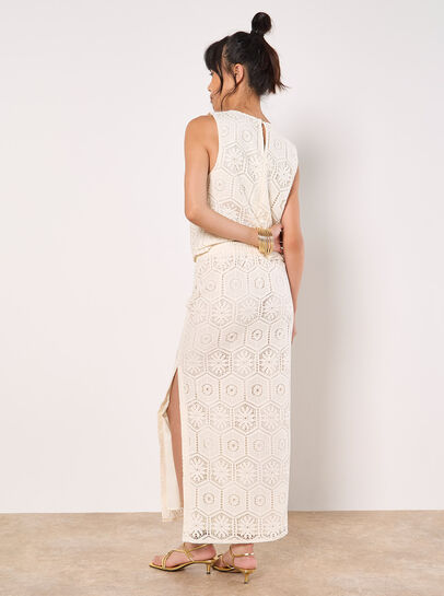 Crochet Lace Side Split Maxi Skirt
