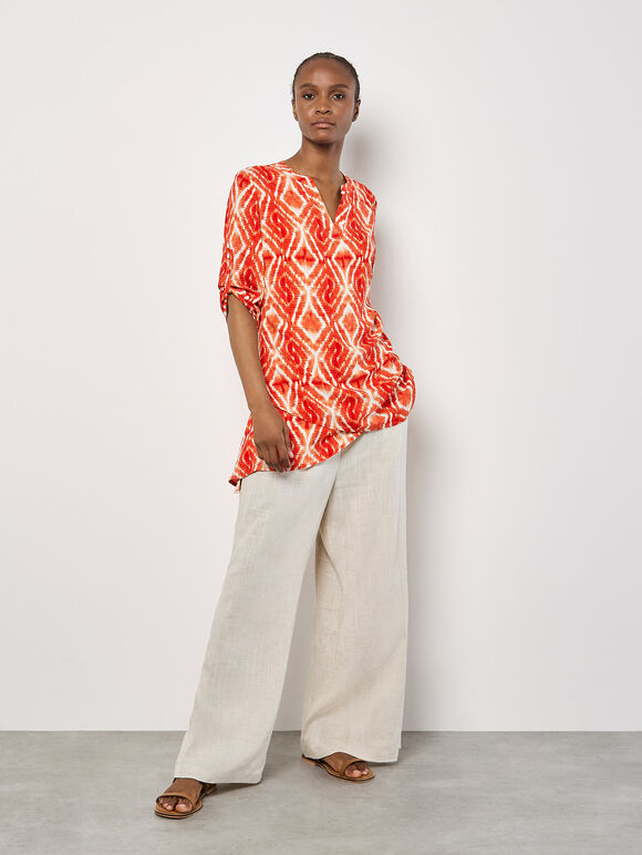 Tie Dye Swirl Tunic Top, Orange, large