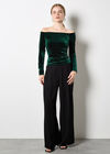 Bardot Velvet Top, Green, large