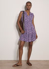 Ditsy Floral Ruffle Mini Dress, Purple, large