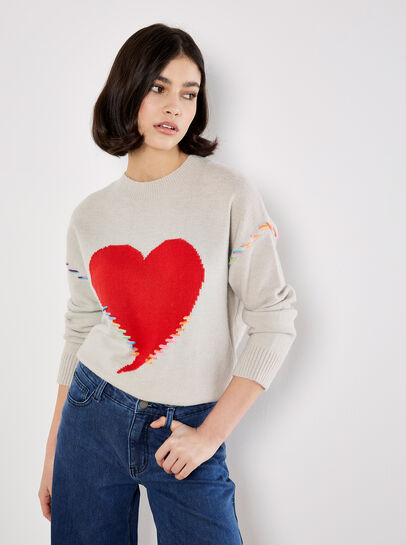 Colourful Stitch Heart Jumper