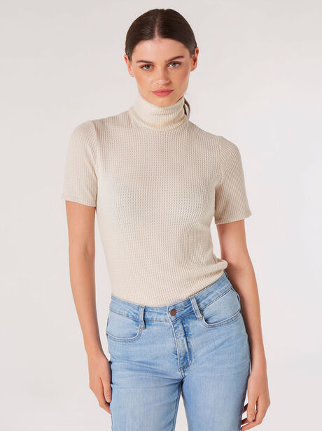 Roll Neck Waffle T-Shirt