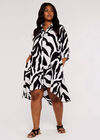 Curve Zebra Oversized Dress, White, large