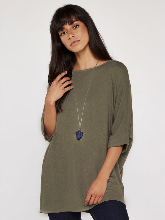 Soft Touch Batwing Top, Khaki, large