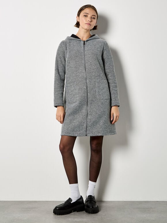 Tweed Fleece Lined Jacket, Grey, large