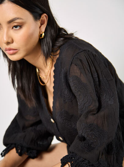 Embroidered Daisies Lace Blouse