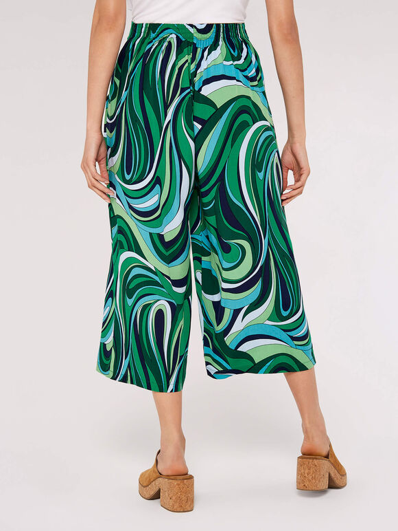 Swirl Print Culotte, Green, large