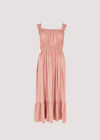Check Smocked Midi Dress, Pink, large