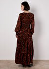 Ikat Chiffon Tiered Maxi Dress, Burgundy, large