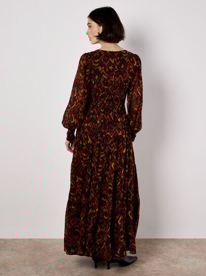Ikat Chiffon Tiered Maxi Dress