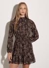 Snakeskin Chiffon Mini Dress, Mocha, large