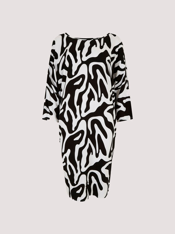 Swirl  Cocoon Dress, Black, large