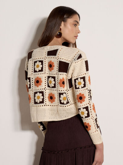 Patchwork Daisy Crochet Cardigan
