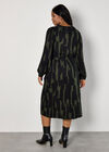 Curve Abstract Lines Midi Dress, Khaki, large