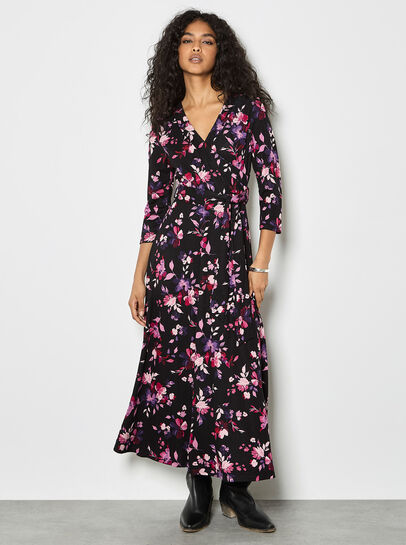 Ombre Floral Wrap Maxi Dress