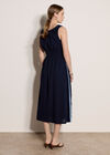 Crochet Trim Smocked Midi Dress, Navy, large