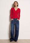 Rib Knit Wrap Top, Red, large