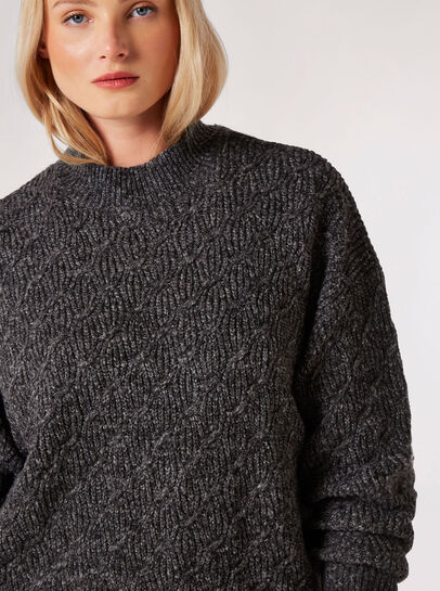 Plaited Knit Mock Neck Jumper