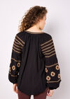 Aztec Embroidered Blouse, Black, large