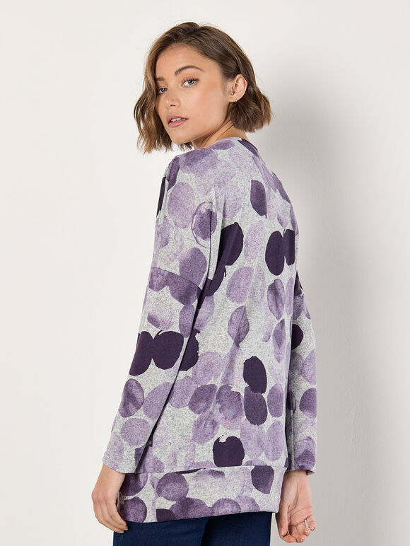 Abstract Circles Oversized Top, Purple, large