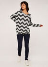 Chevron Soft Touch Batwing Top, Dark Grey - Charcoal, large