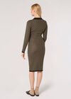 Geometric Bodycon Knit Midi Dress, Khaki, large