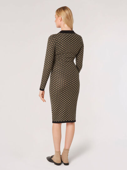 Geometric Bodycon Knit Midi Dress