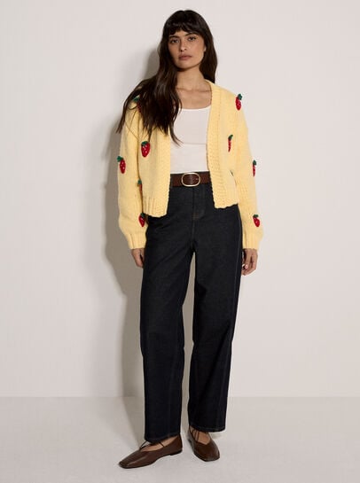 Chunky Knit Strawberry Cardigan
