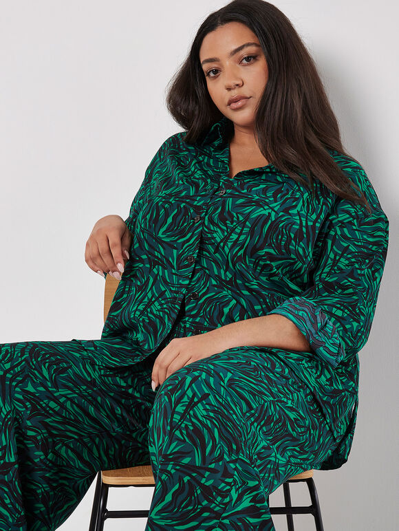 Curve Swirl Print Shirt, Green, large