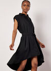 High-Low Shirt Mini Dress, Black, large