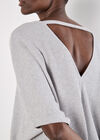 Metallic Sparkle Waffle Knit Cut-Out Top, Light Grey / Silver, large