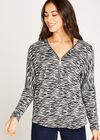 Zebra Big Zipper Top, Grey, large