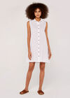 Sleeveless Swing Shirt Dress, White, large
