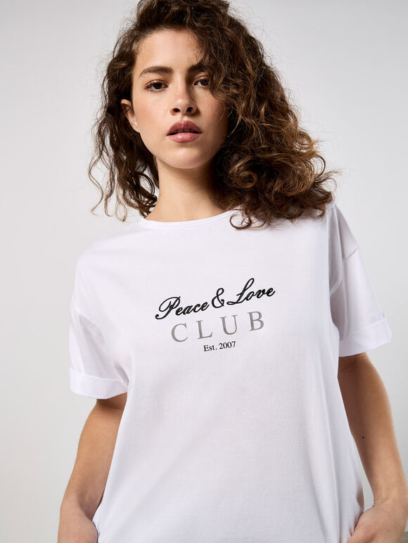 Peace And Love Club T-Shirt, White, large