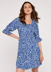 Brushstroke Dot Milkmaid Dress, Blue, large