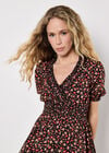 Ditsy Floral Smocked Mini Dress, Orange, large