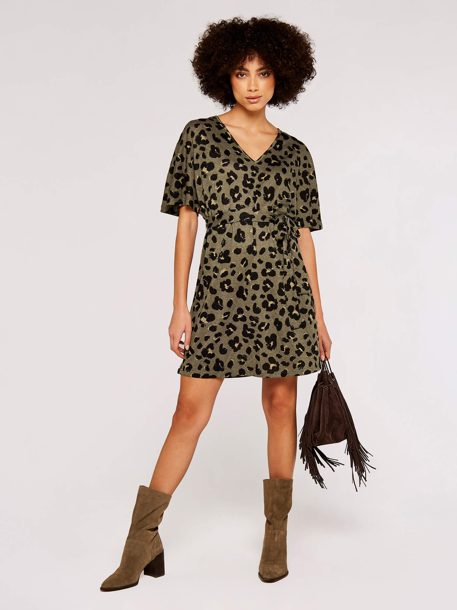 Stradivarius animal print top dress